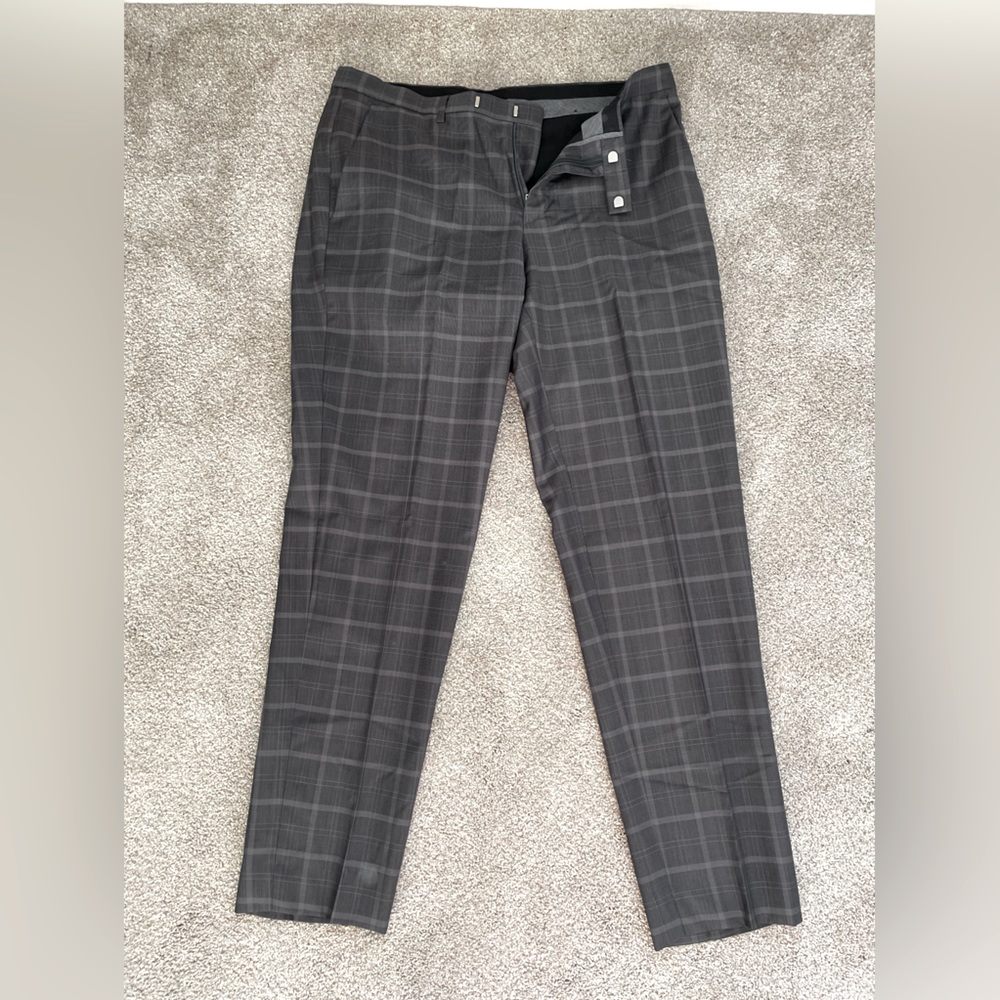Hugo Boss gray windowpane check Suit Pants